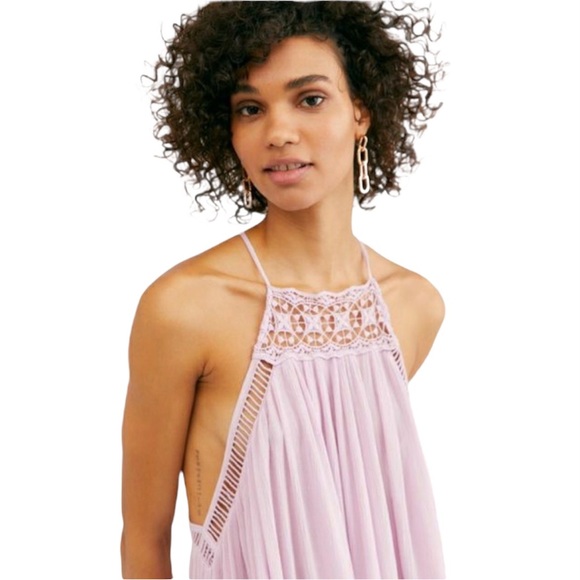 Free People Sky Full of Stars Lavender Crochet Tunic Top Size XS - Picture 2 of 15